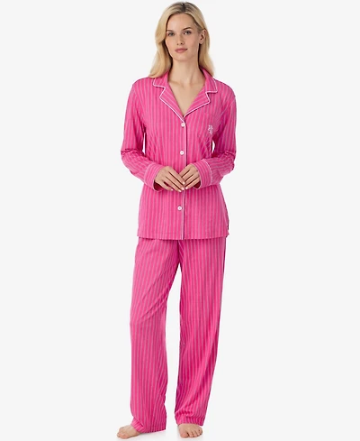 Lauren Ralph Lauren Women's Long Sleeve Notch Collar Long Pant Pajama