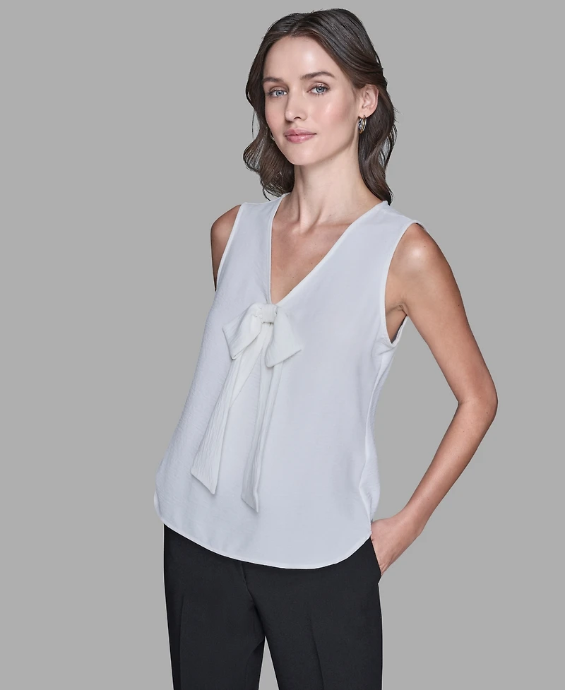 Karl Lagerfeld Paris Women's Sleeveless Bow Detail Top