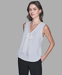 Karl Lagerfeld Paris Women's Sleeveless Bow Detail Top