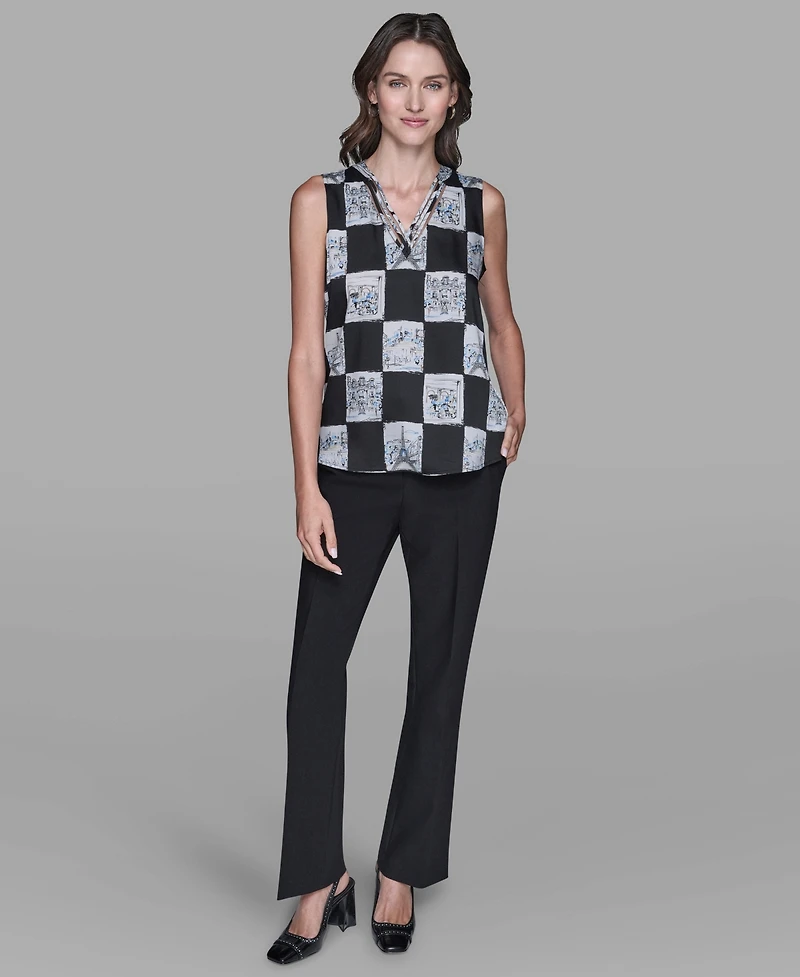 Karl Lagerfeld Paris Women's Sleeveless Printed V-Neck Top