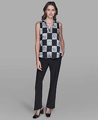 Karl Lagerfeld Paris Women's Sleeveless Printed V-Neck Top