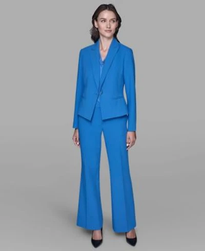 Karl Lagerfeld Paris Womens Cropped One Button Jacket Sleeveless V Neck Top Flared Invisible Zipper Pants