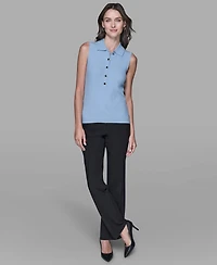 Karl Lagerfeld Paris Women's Sleeveless Collared Sweater