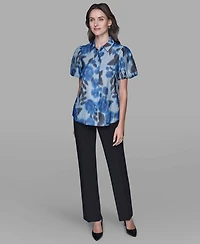 Karl Lagerfeld Paris Women's Organza Collared Top