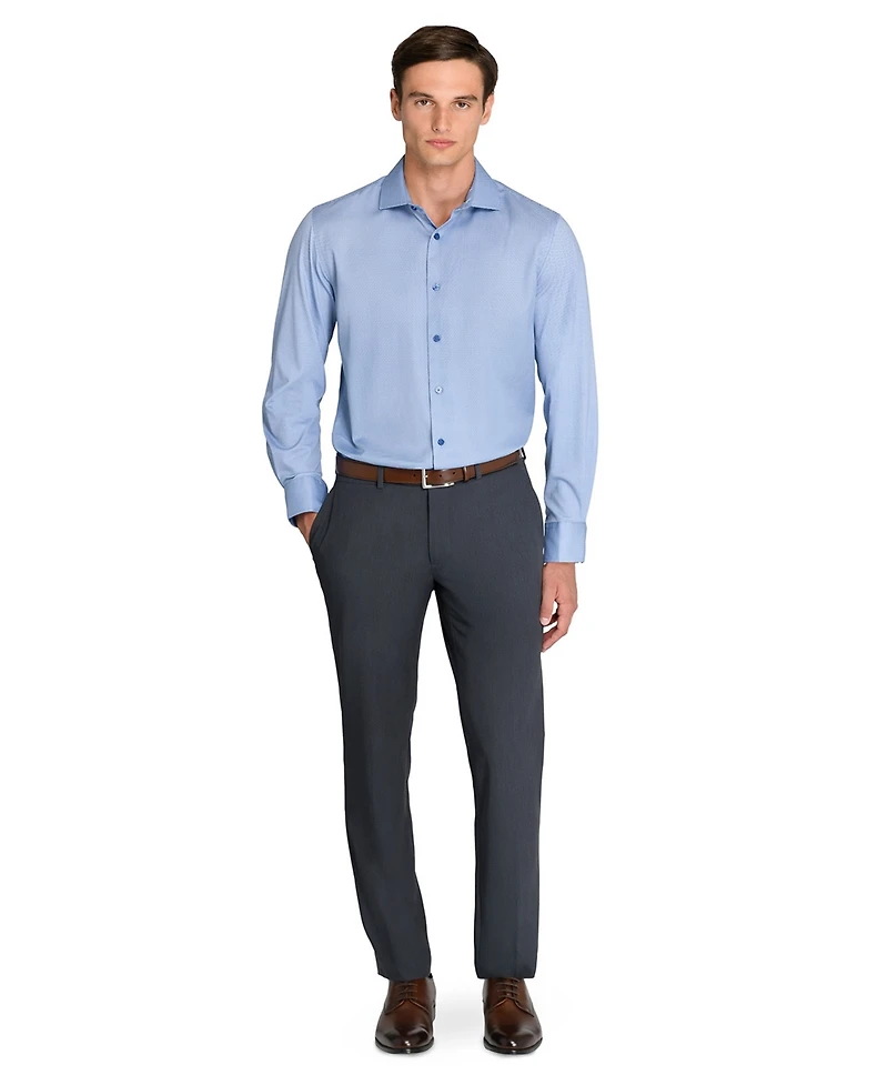 Michelsons Of London Men's Herringbone Slim Fit Long-Sleeve Dress Shirt