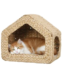 PawHut Wall Mounted Cat House, Cat Wall Furniture with Washable Cushion