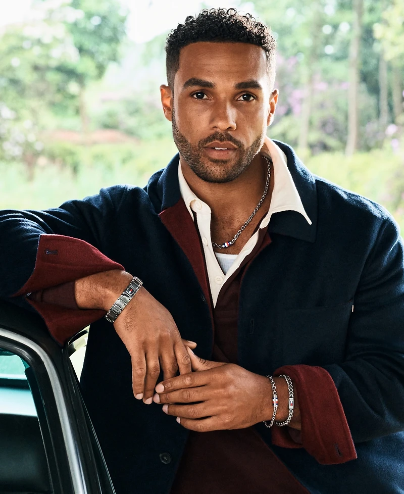 Tommy Hilfiger Men's Silver-Tone Stainless Steel Adjustable Bracelet