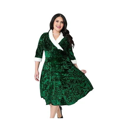 Unique Vintage Plus Half Sleeve Surplice Delores Swing Dress