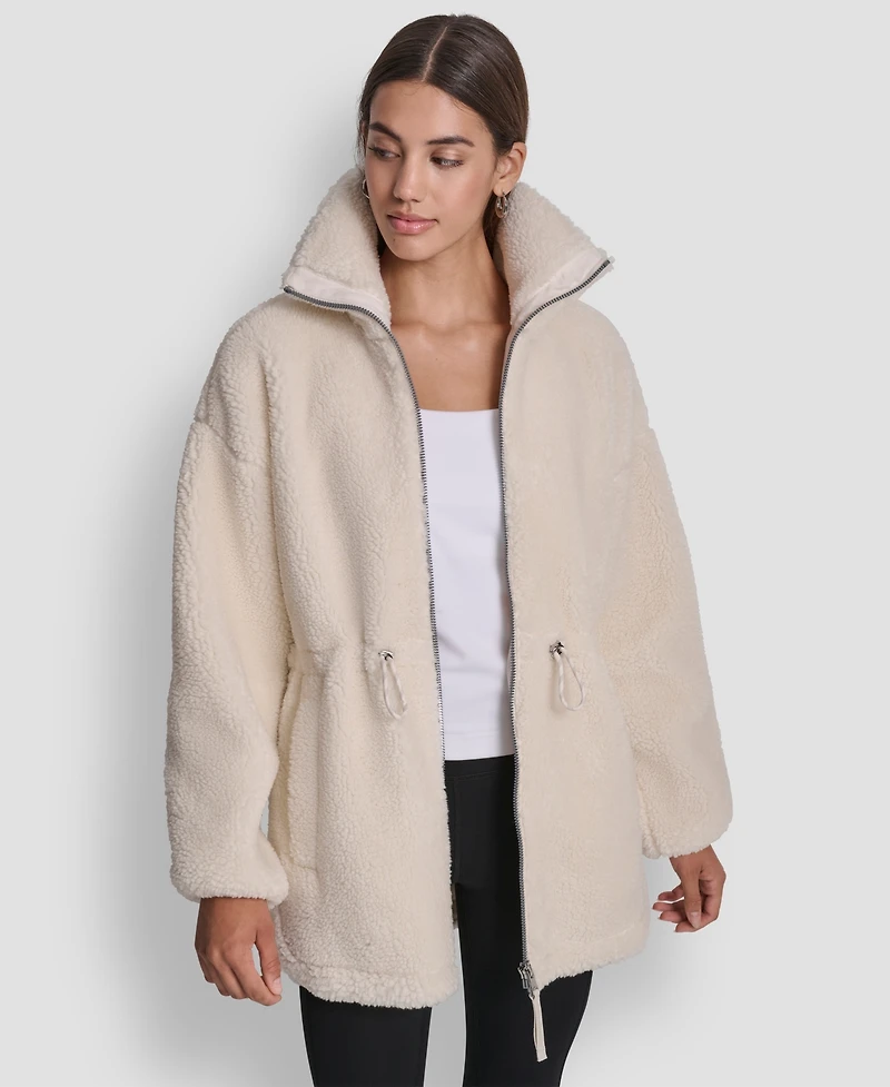 Dkny Women's Sherpa Mock Neck Jacket