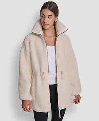 Dkny Women's Sherpa Mock Neck Jacket