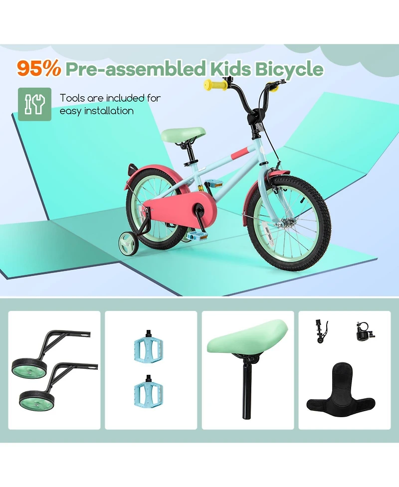 Sugift 16 inches Kids Bike with Adjustable Handlebar and Saddle