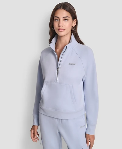 Dkny Sport Women's Studded-Logo Half-Zip Sweatshirt