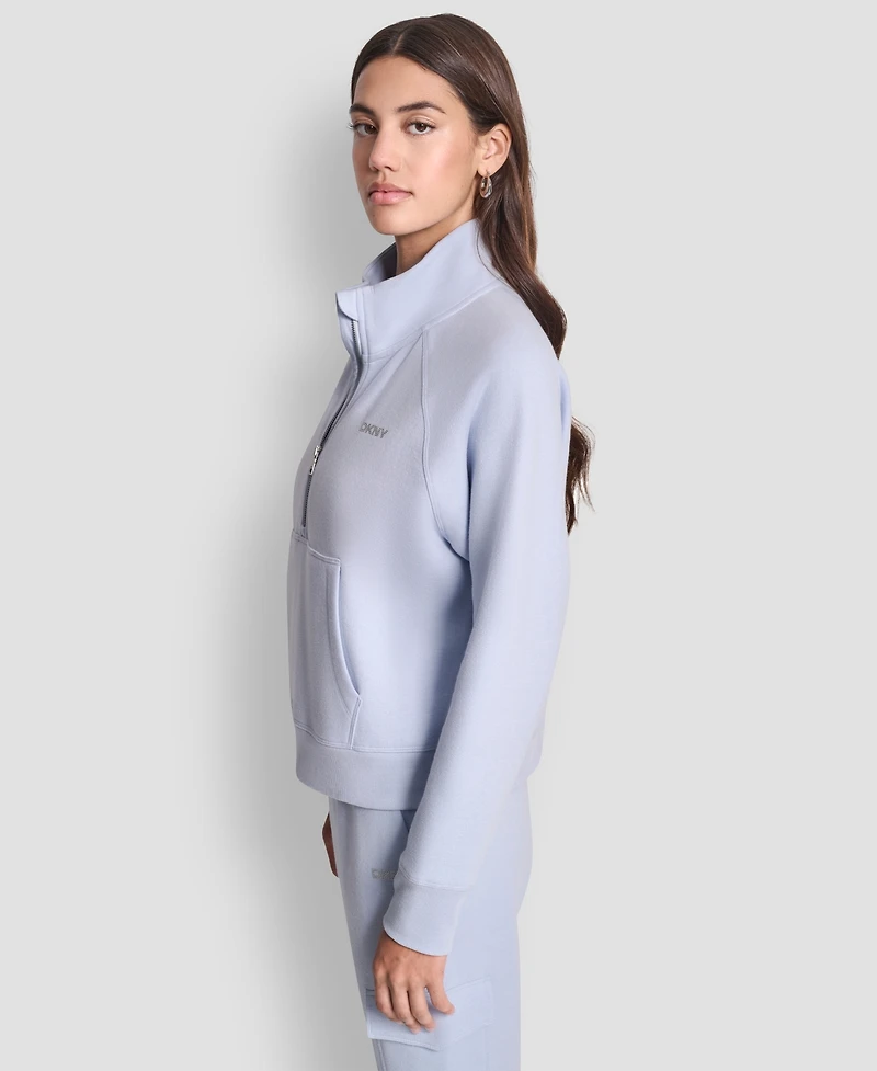 Dkny Sport Women's Studded-Logo Half-Zip Sweatshirt