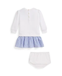 Polo Ralph Lauren Baby Girls Long-Sleeve Dress and Bloomer