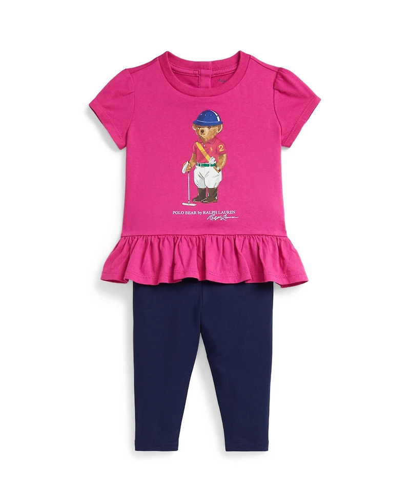 Polo Ralph Lauren Baby Girls Bear Top and Leggings, 2-Piece Set