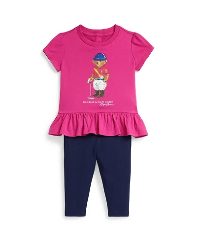 Polo Ralph Lauren Baby Girls Bear Top and Leggings, 2-Piece Set