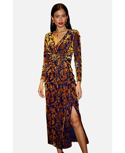 Yumi Women's Dresses Velour Stretch Midi Dress