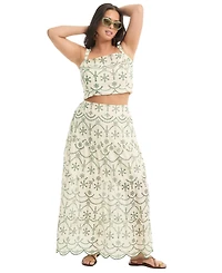 June + Vie Women's Cropped Eyelet Top