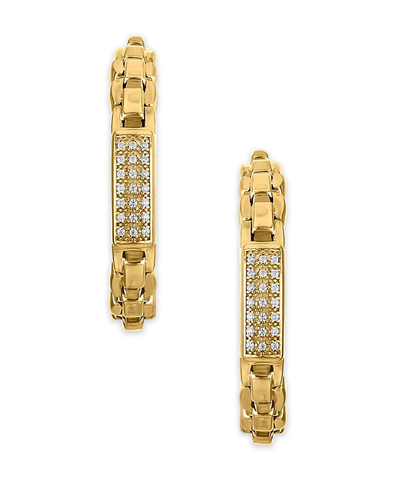 Macy's Diamond Bar Box Chain J-Hoop Earrings (1/4 ct. t.w.) in 14k Gold Over Sterling Silver