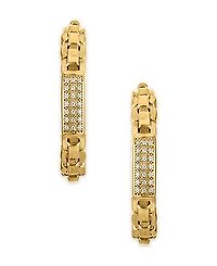 Macy's Diamond Bar Box Chain J-Hoop Earrings (1/4 ct. t.w.) in 14k Gold Over Sterling Silver