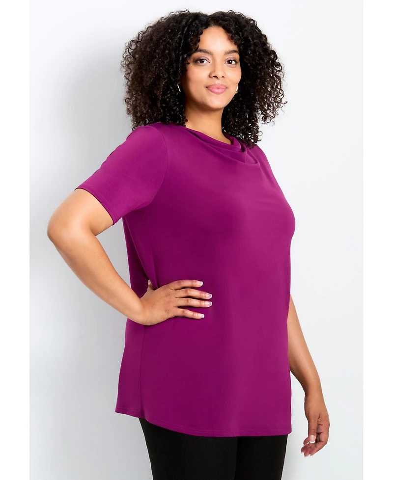 Avenue Women's Cowl Neck Short Sleeve Top