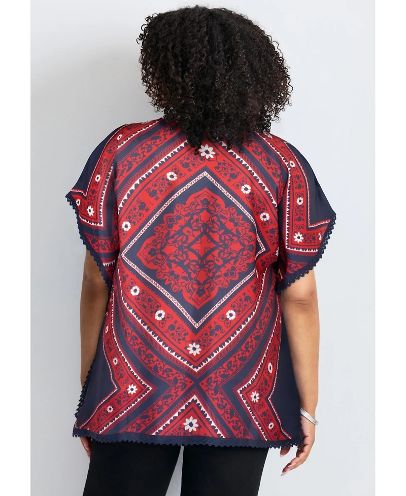 Avenue Women's Crochet Trim Poncho Top