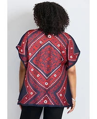 Avenue Women's Crochet Trim Poncho Top