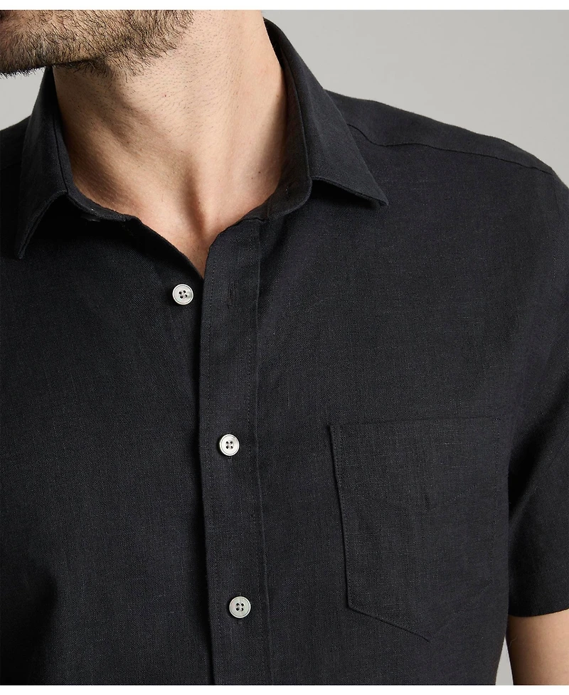 UNTUCKit Men's Regular Fit Wrinkle Resistant Linen Cameron Button Up Shirt