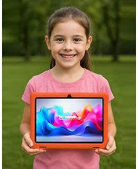 New Linsay 10.1" Kids Funny Tablet Octa Core 128GB Bundle with Red Kids Back Pack New Android 14 Dual Camera