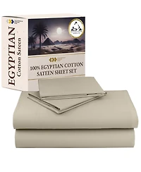 Certified Luxury 100% Egyptian Cotton Sheets, California King Sheet Set, 4 Piece Deep Pocket Bed Sheets Sateen Cooling for Hot Sleepers by