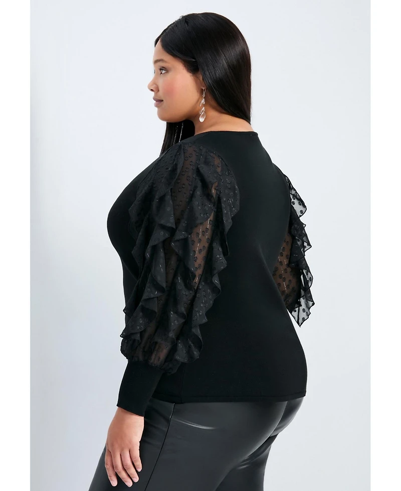 Avenue Women's Frill Sleeve Sweater