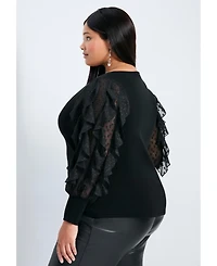 Avenue Women's Frill Sleeve Sweater