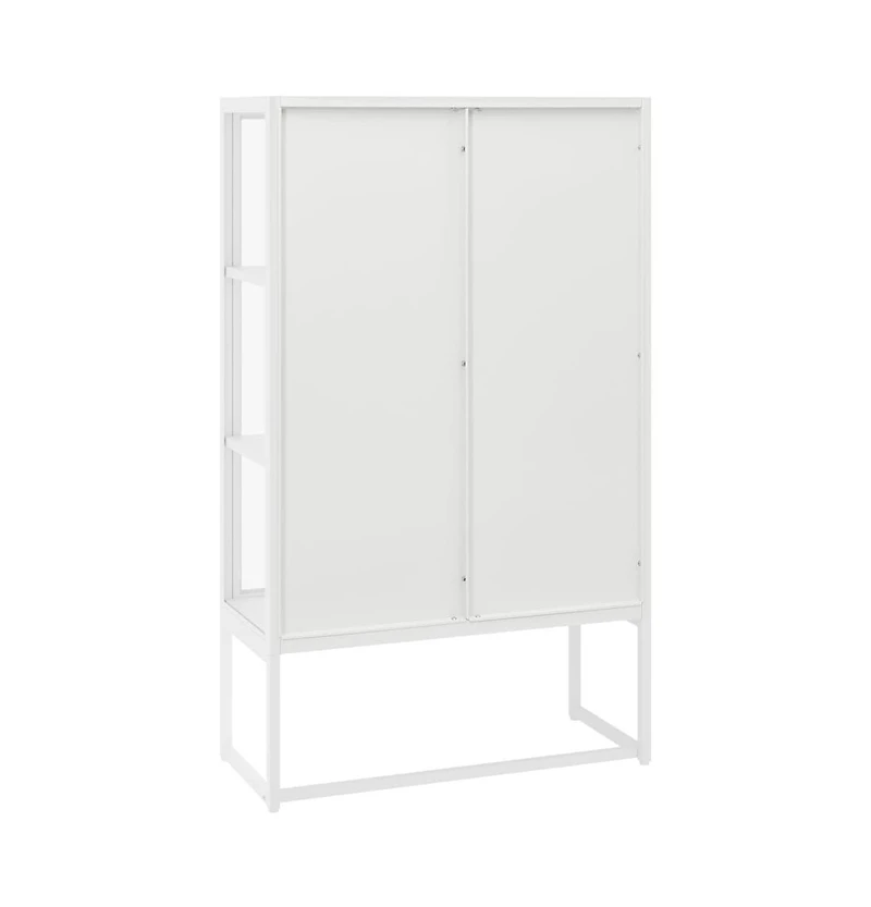Highboard White 31.5"x13.8"x53.1" Steel and Tempered Glass