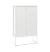 Highboard White 31.5"x13.8"x53.1" Steel and Tempered Glass