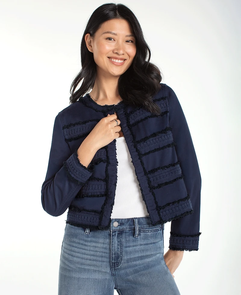 Liverpool Los Angeles Petite Collarless Fray and Lace Jacket