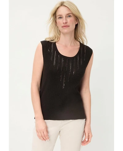 Olsen Women's Rib Knit Shell with Sequin Detail