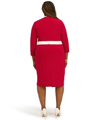 Kasper Women's V-Neck Knee Length Wrap Dress, Regular and Plus