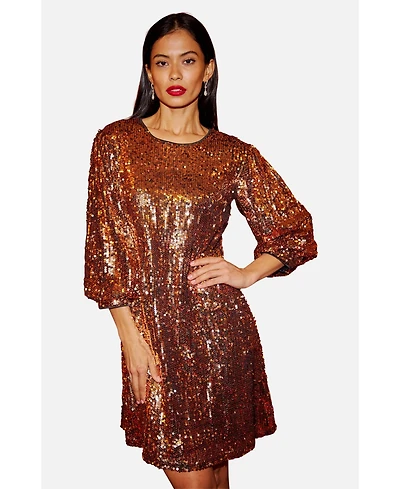Yumi Women's Balloon Sleeve Sequin Mini Dress