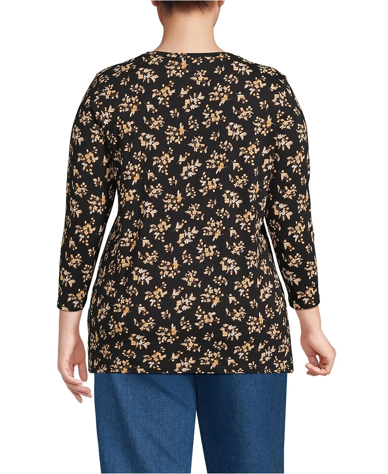 Lands' End Plus 3/4 Sleeve Cotton Supima Tunic