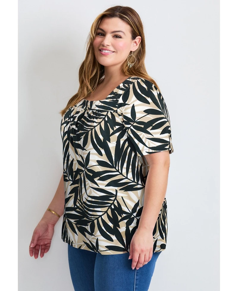 Avenue Women's Smocked Squareneck Top