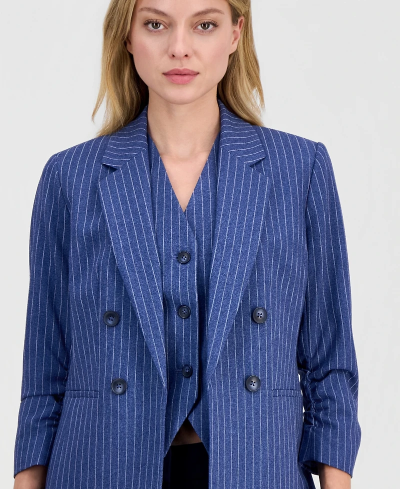 Bar Iii Women's Pinstripe Notched-Collar Jacket, Macy's Exclusive
