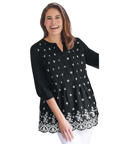 Woman Within Women's Embroidered Pintuck Tunic