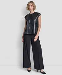 Dkny Women's Crewneck Button-Front Top