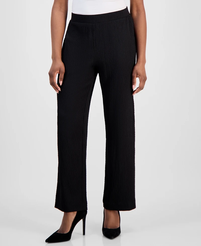 Ak Anne Klein Petite Textured Pull-On Pants
