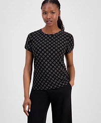 Ak Anne Klein Petite Circle-Print Top