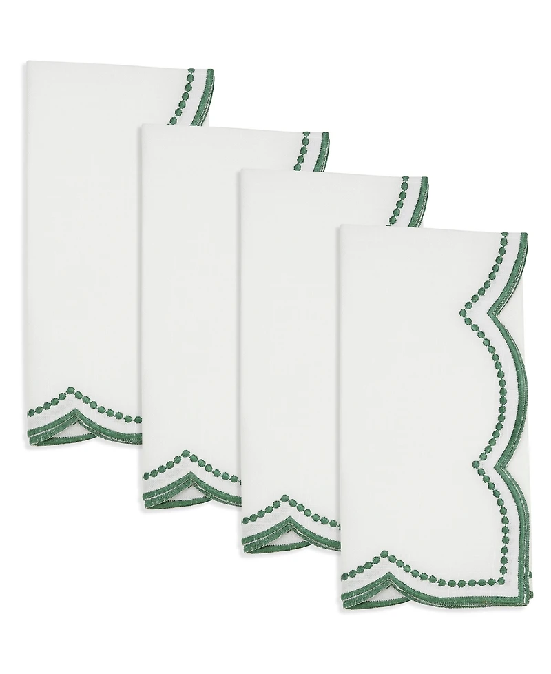 Saro Lifestyle Embroidered Polka Dot Napkin with Scallop Edge, Set of 4