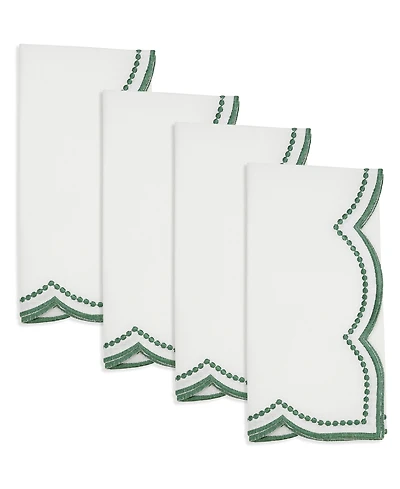 Saro Lifestyle Embroidered Polka Dot Napkin with Scallop Edge, Set of 4