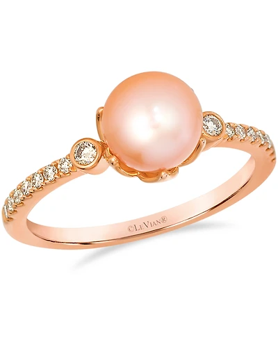 Le Vian Freshwater Pearl (7-8mm) & Nude Diamond (0.18 ct. t.w.) Ring in 14k Strawberry Gold