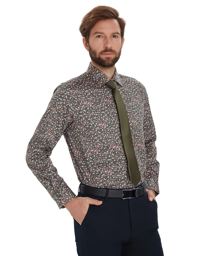 Bar Iii Men's Front Floral Print Dress Shirt, Macy's Exclusive