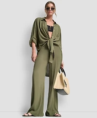 Dkny Women's Smocked-Waist Cover-Up Pull-On Pants